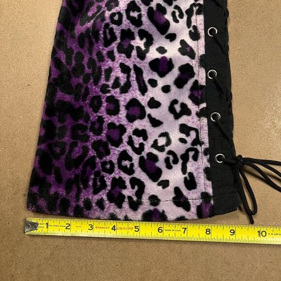 Vintage Lip Service Freaks in Fur Purple Leopard Print Pants Y2K Mall Goth Faux - Picture 12 of 16